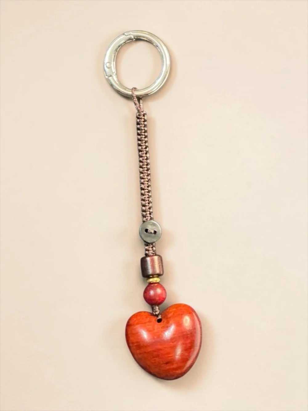 Wooden Heart Bag Charm Boho Keychain Bag Candy Rope Y2K